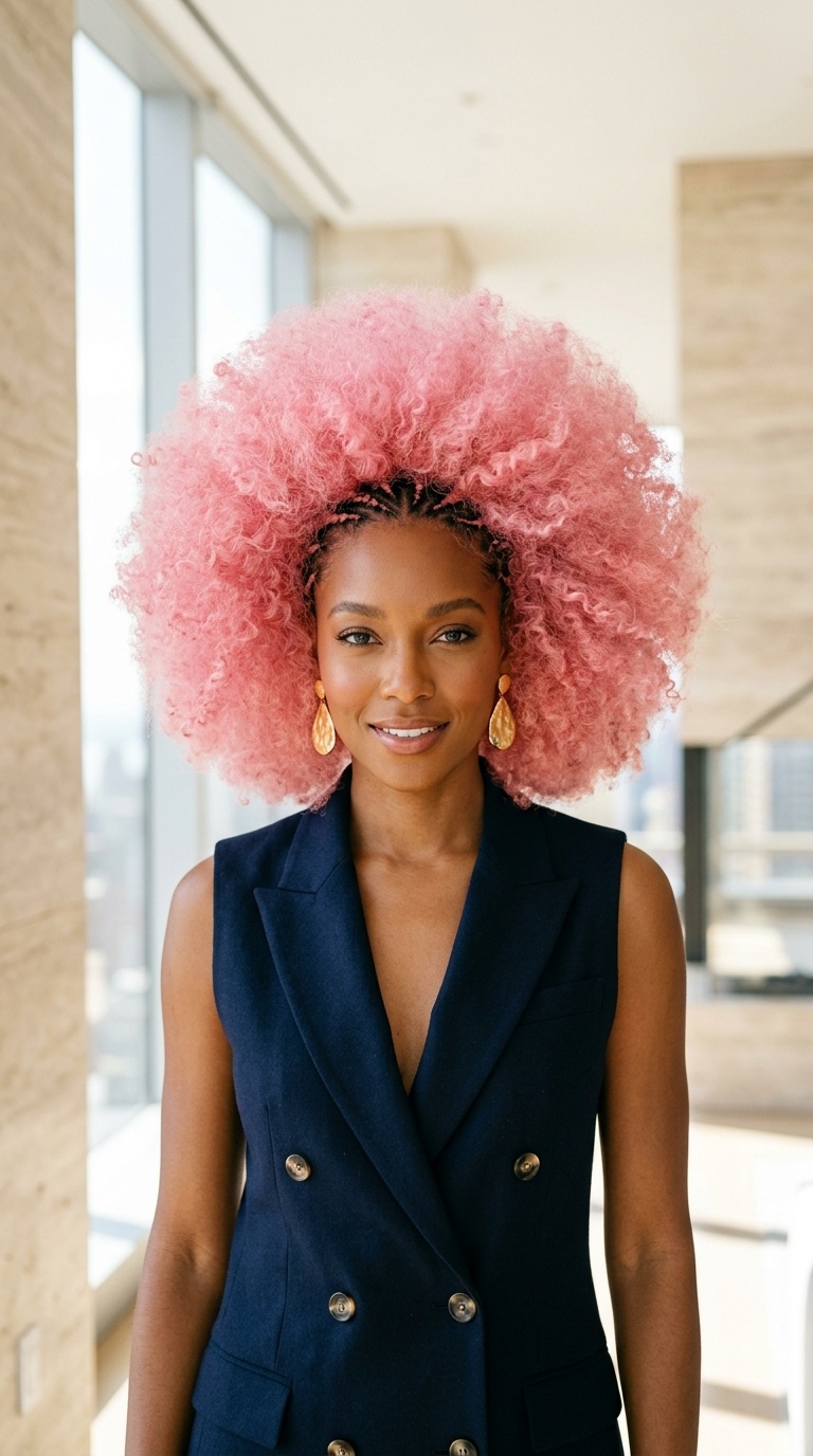 Cotton Candy Pink Afro Hair Styles