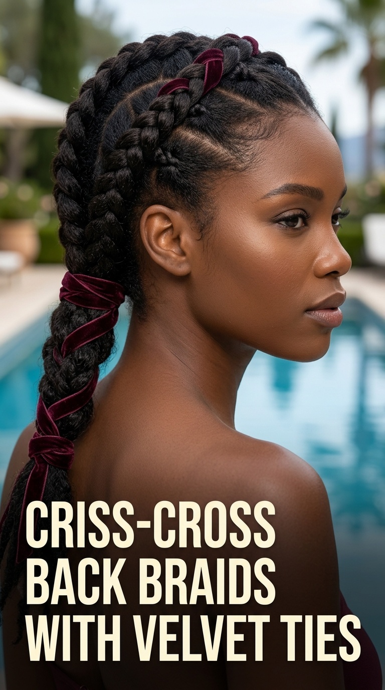 Criss-Cross Back Braids with Velvet Ties