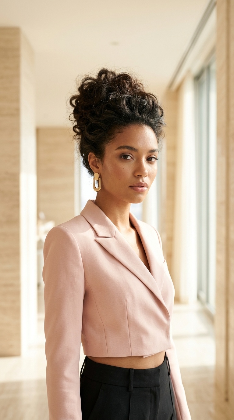 Cropped Jacket Black Suit Look
