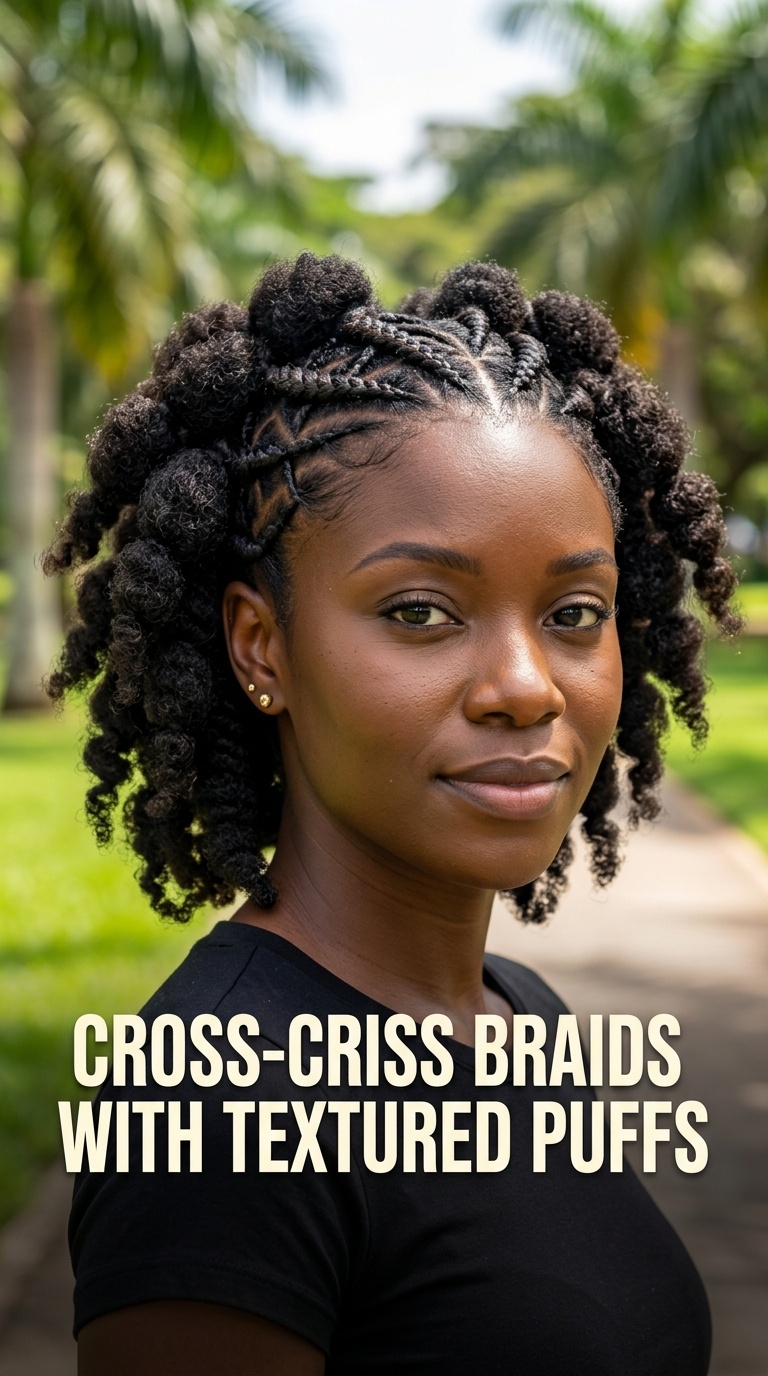 Cross-Criss Braids with Textured Puffs