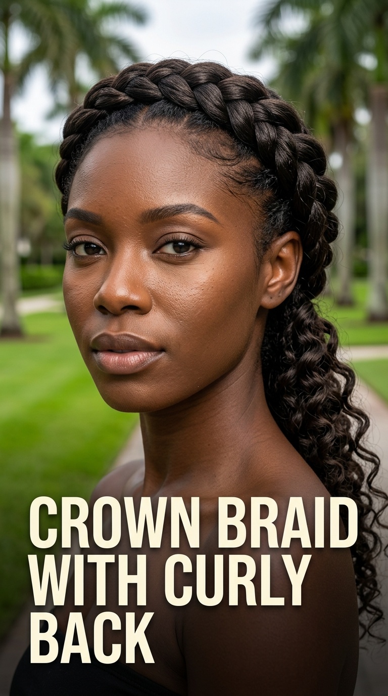 Crown Braid with Curly Back
