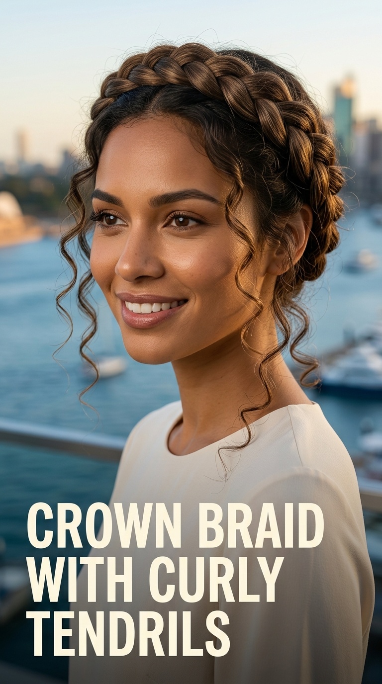 Crown Braid with Curly Tendrils