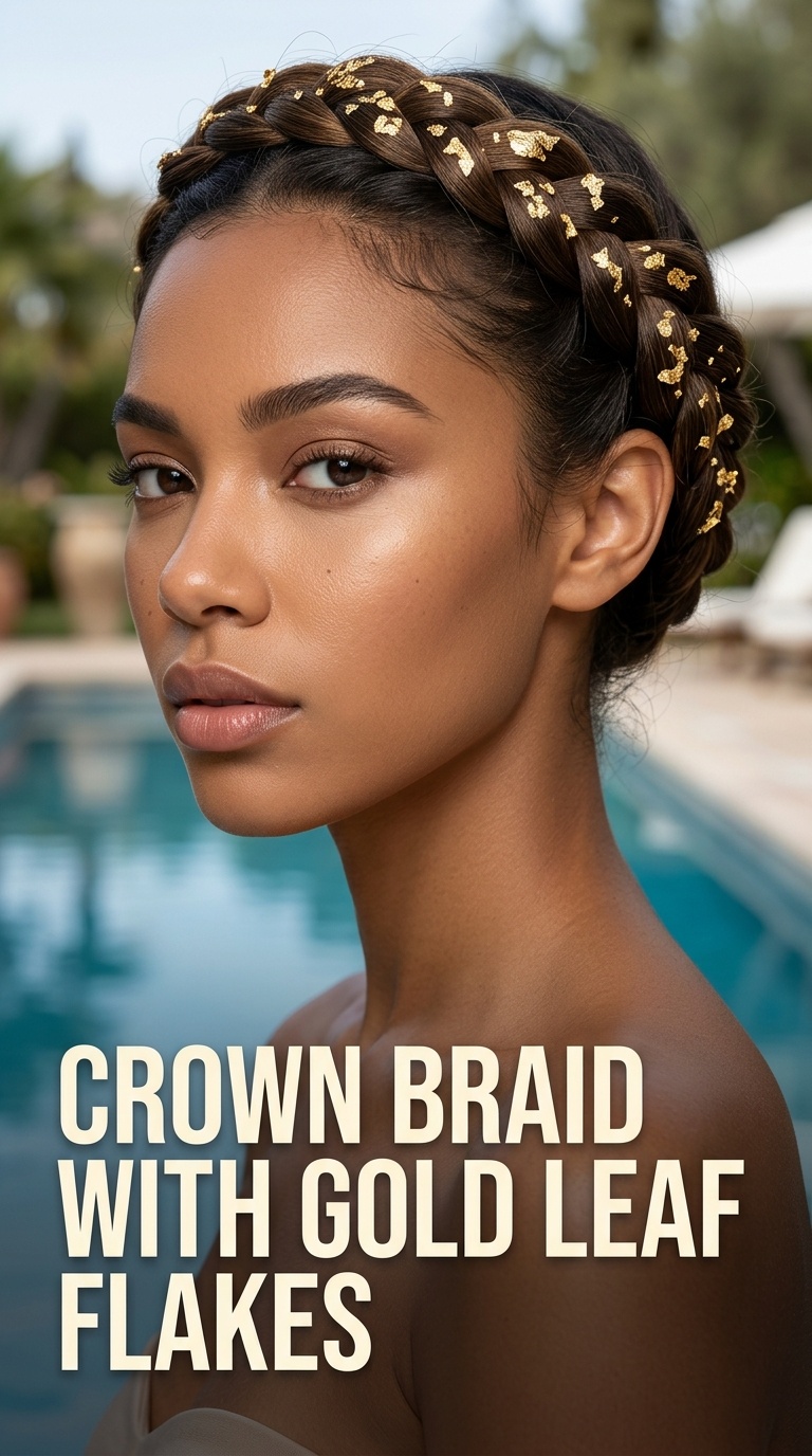 Crown Braid with Gold Leaf Flakes