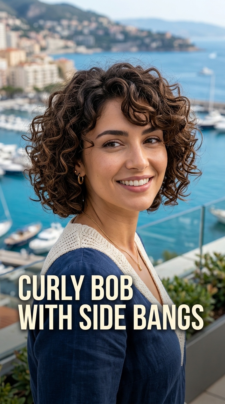 Curly Bob with Side Bangs