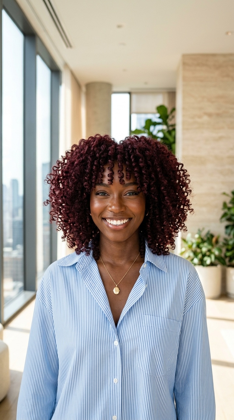 Curly Burgundy Hair Styles