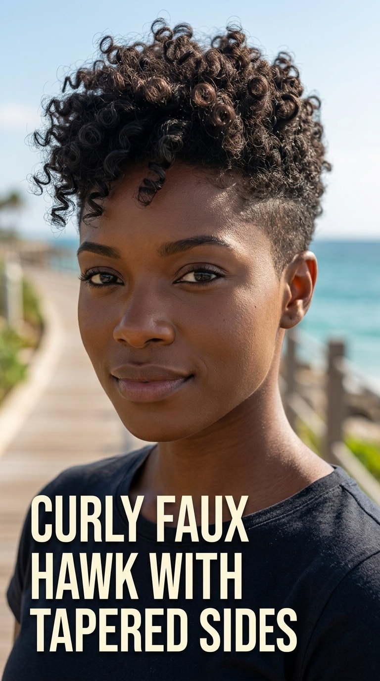 Curly Faux Hawk with Tapered Sides