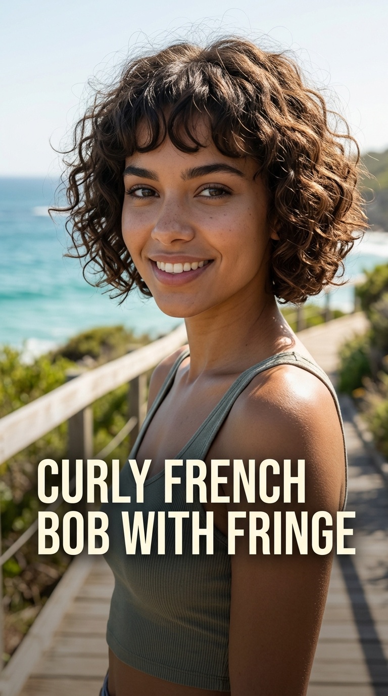 Curly French Bob with Fringe