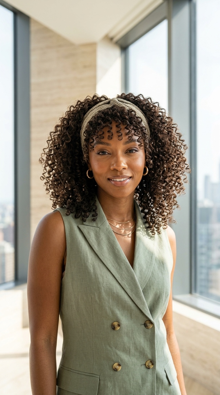 Curly Headband Wigs Black Women