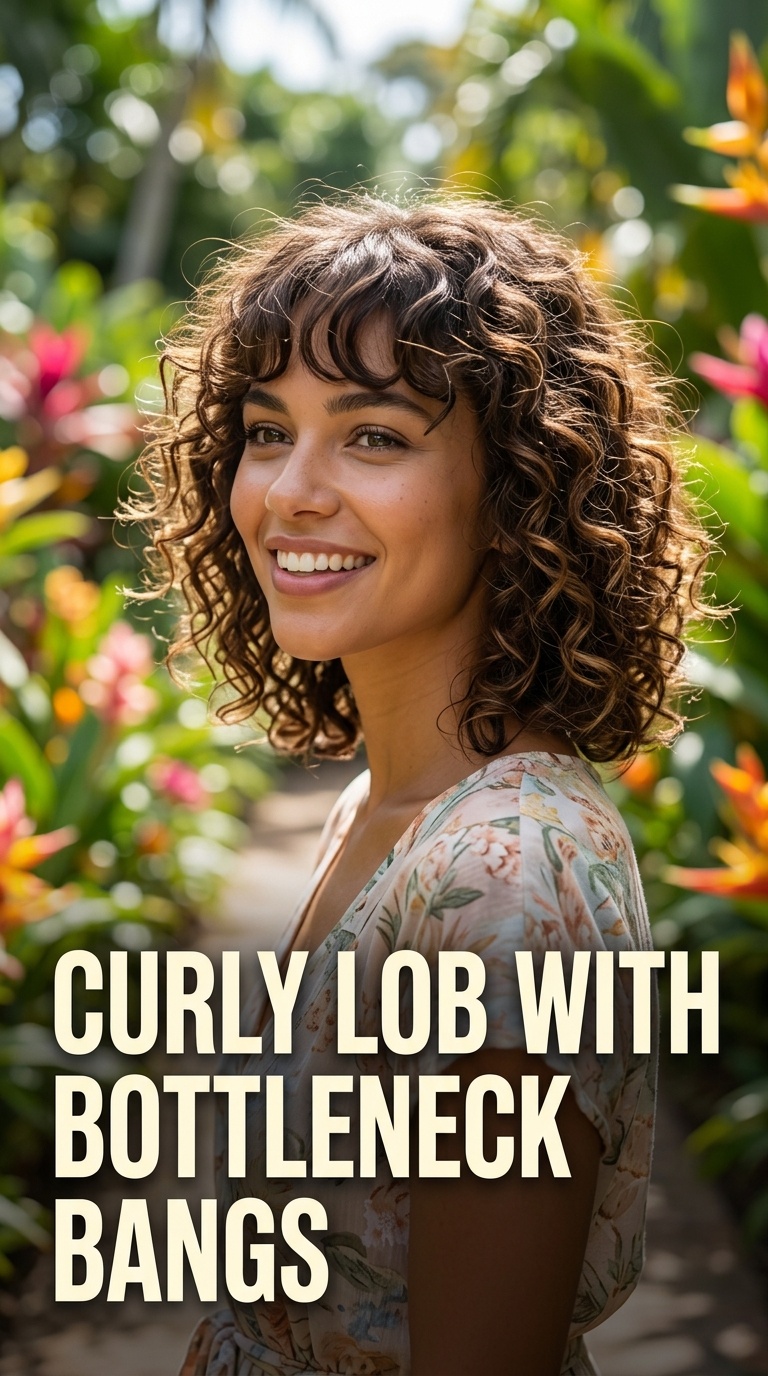 Curly Lob with Bottleneck Bangs