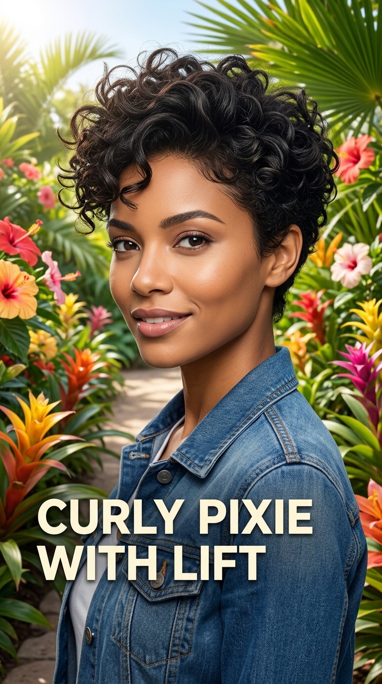 Curly Pixie with Lift