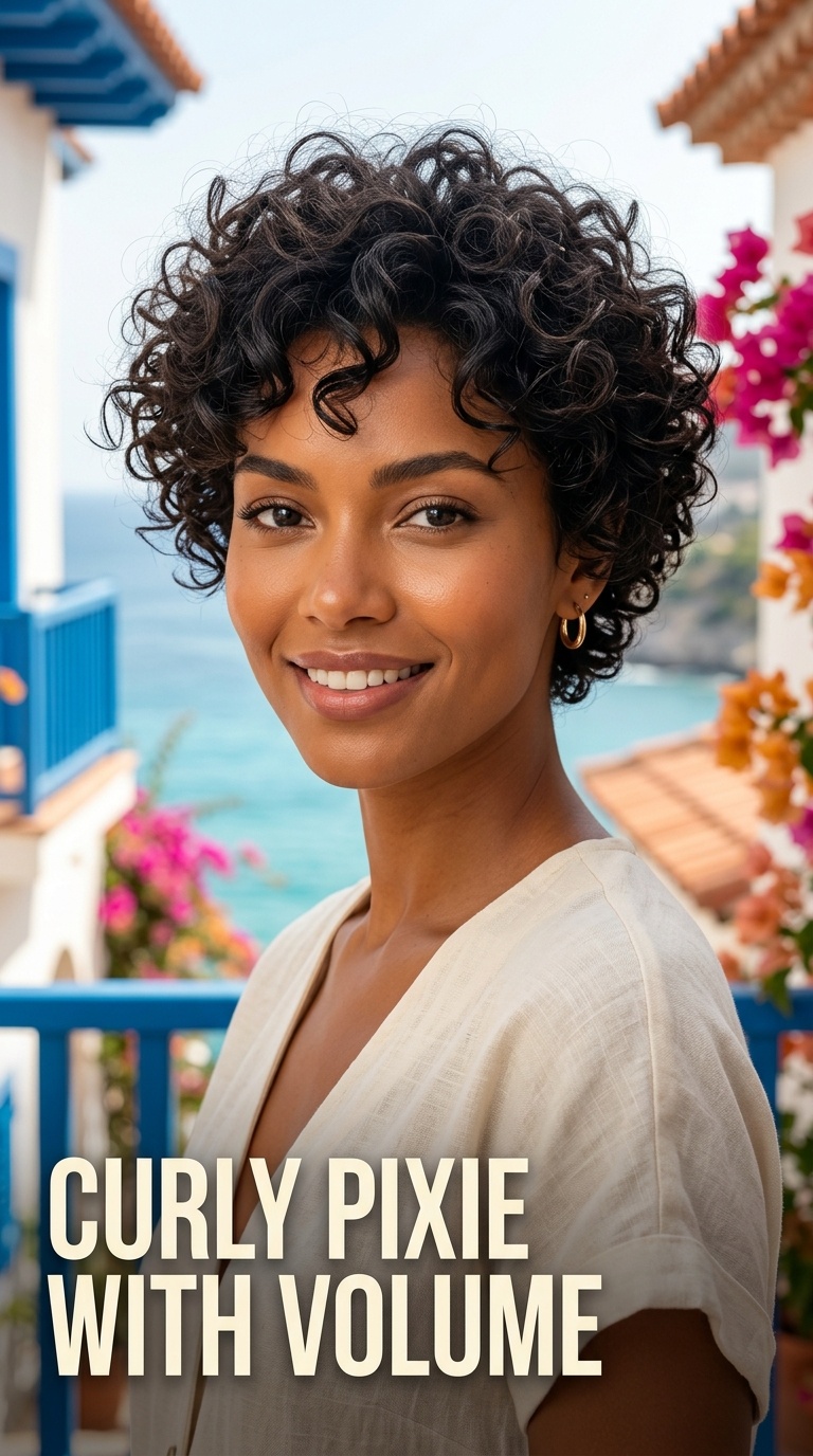 Curly Pixie with Volume