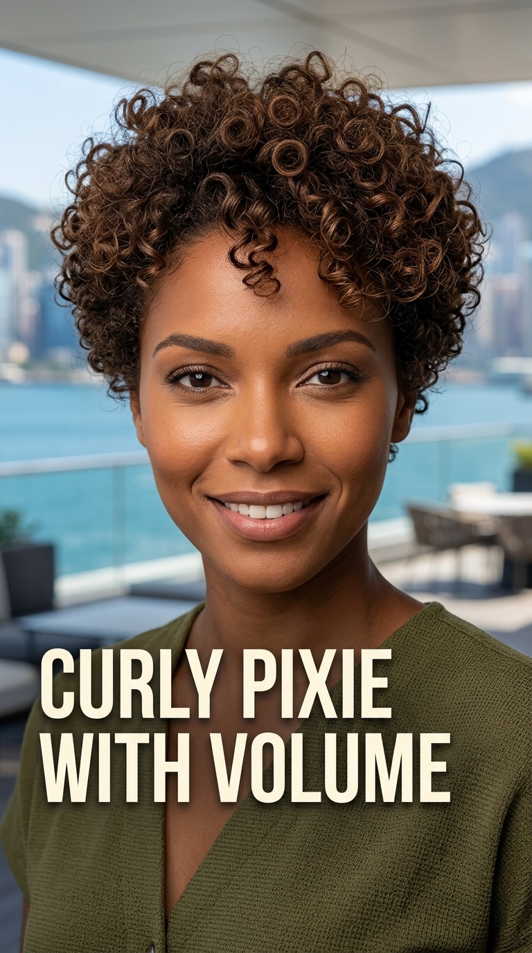 Curly Pixie with Volume