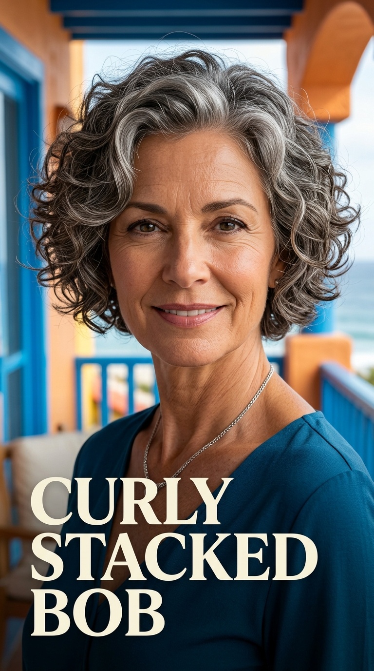 Curly Stacked Bob