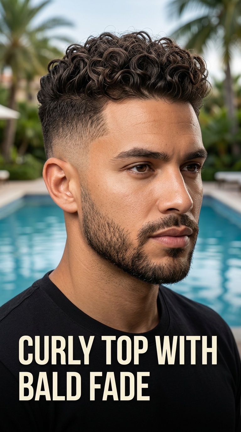 Curly Top with Bald Fade