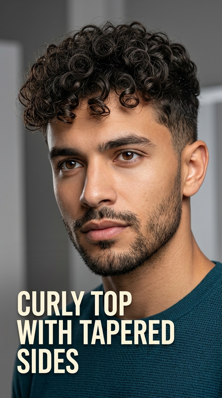 Curly Top with Tapered Sides