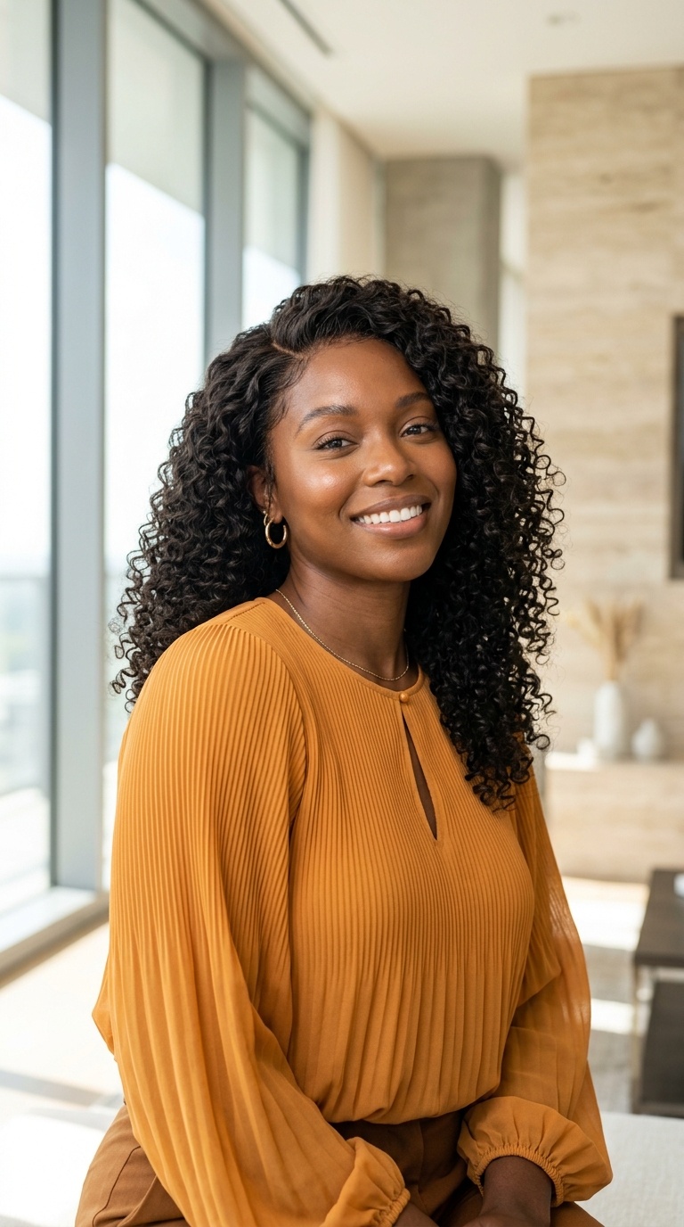 Curly Wig Side Part Style