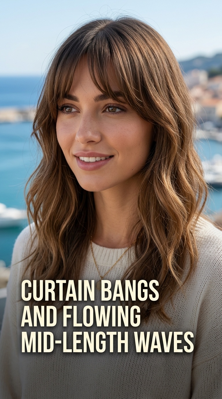 Curtain Bangs and Flowing Mid-Length Waves