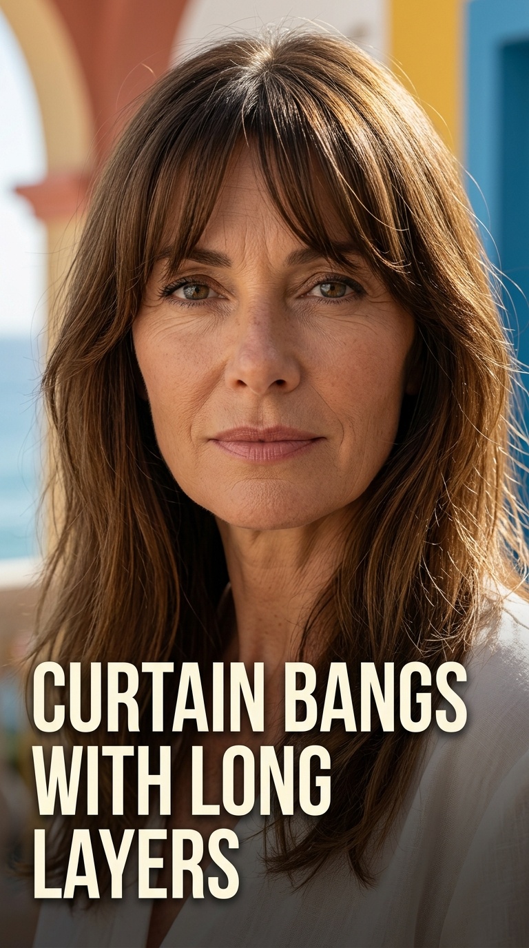 Curtain Bangs with Long Layers