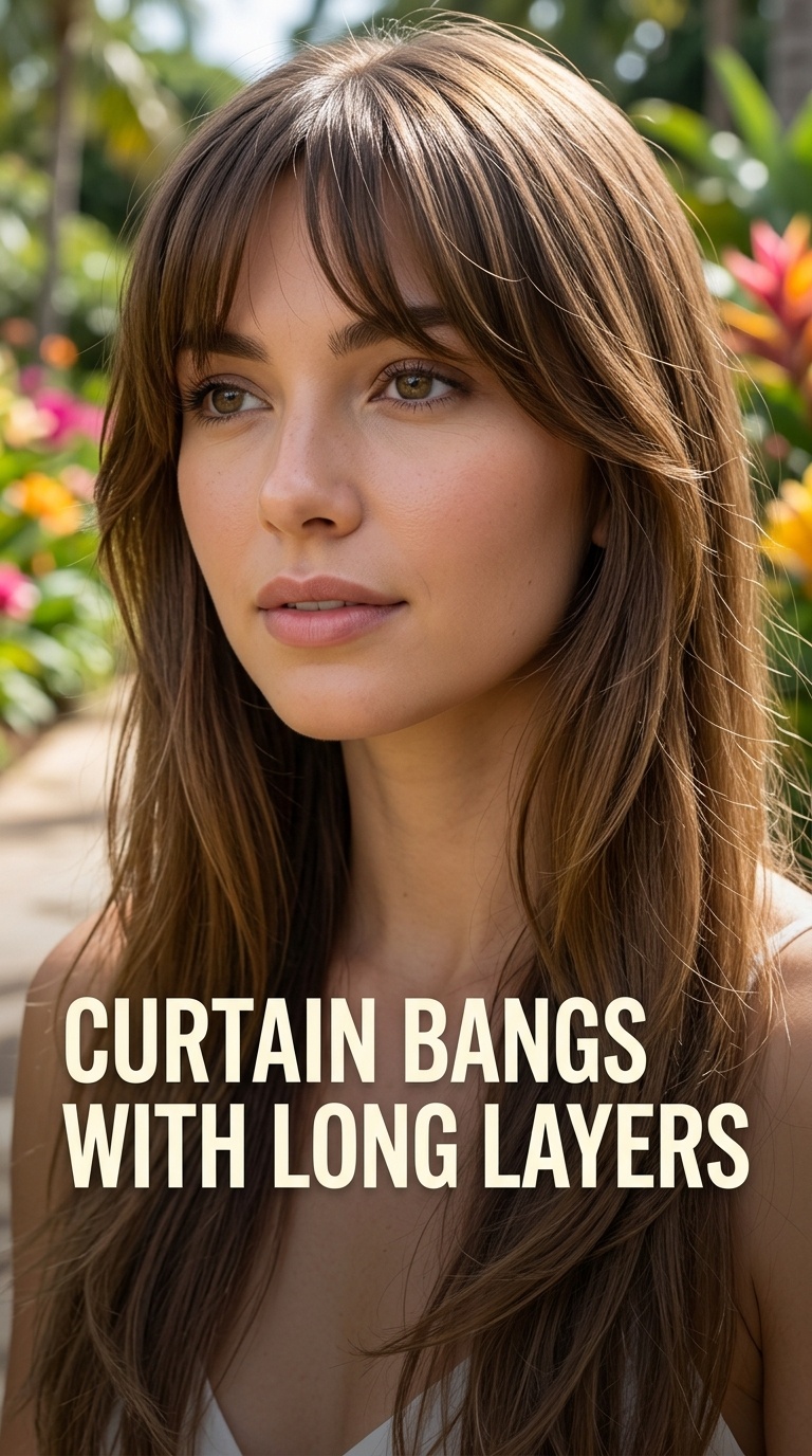 Curtain Bangs with Long Layers