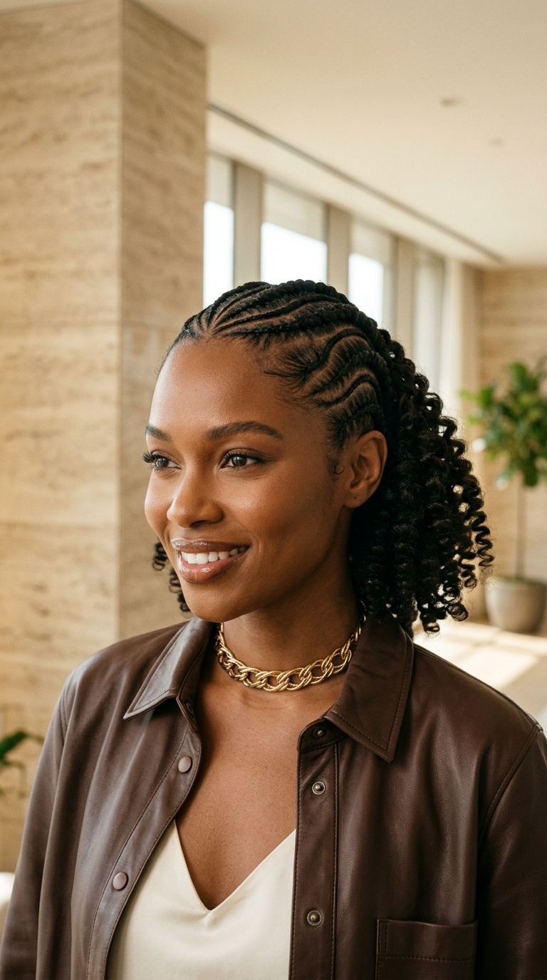 Curved Cornrow Braids Black Women Styles