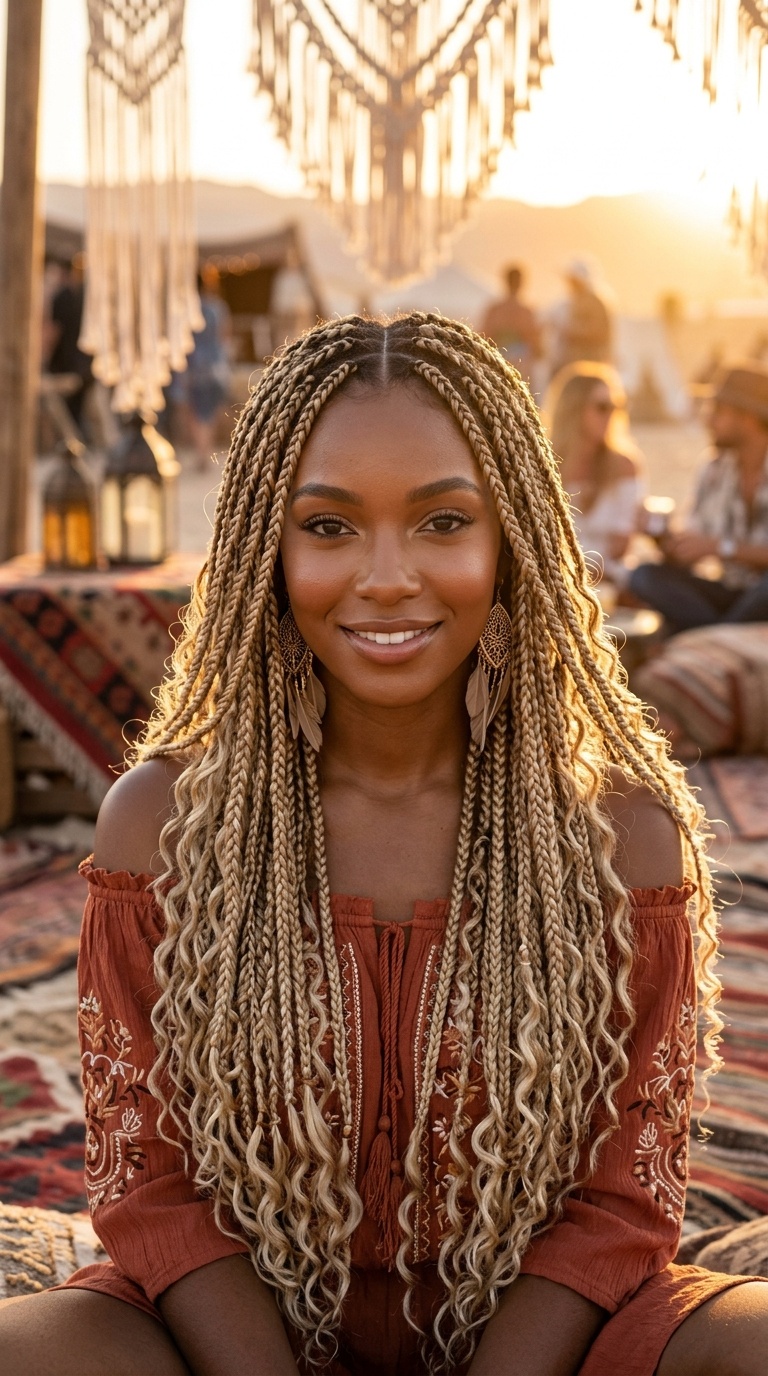 Dark Root Blonde Boho Braids
