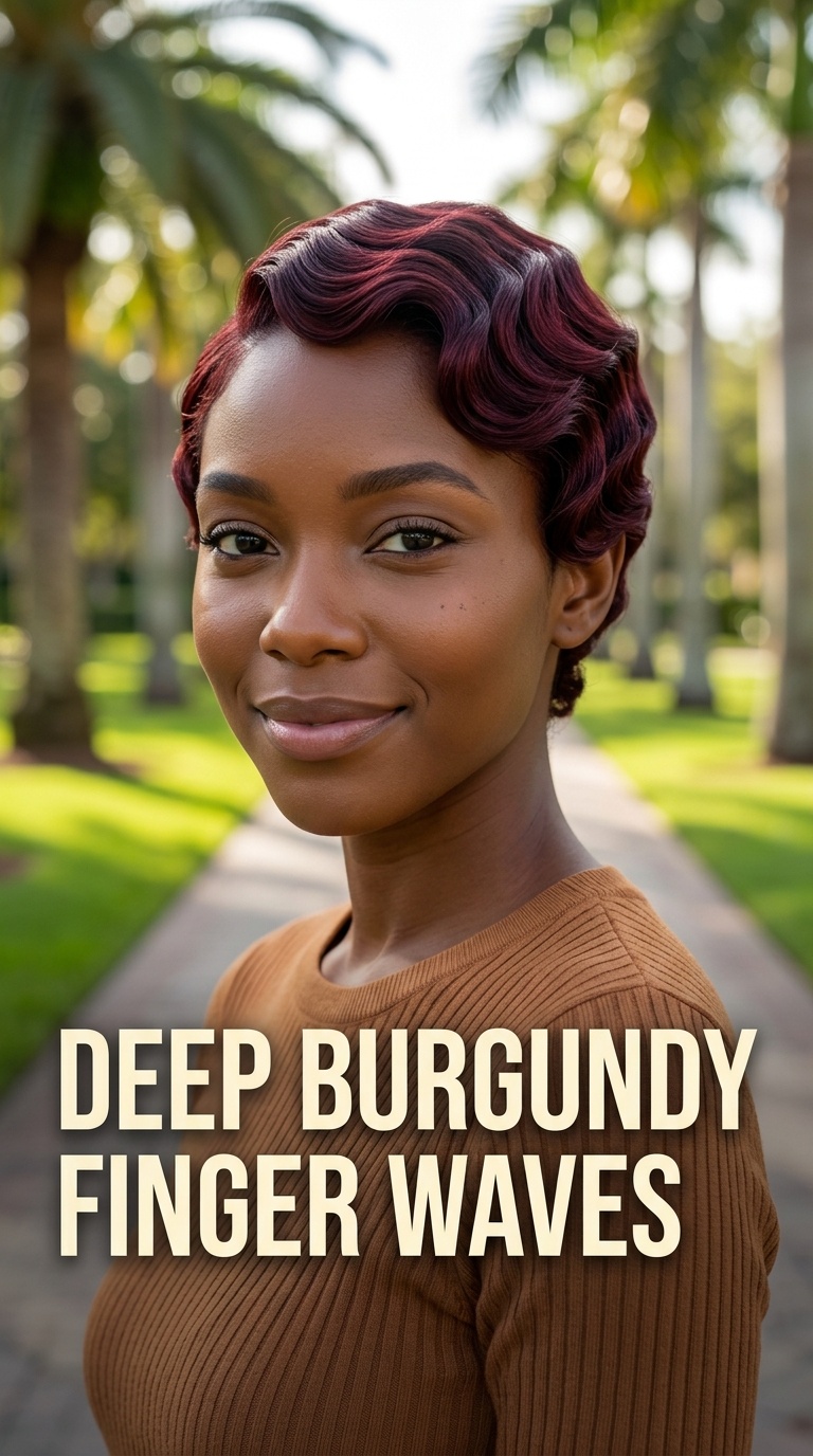 Deep Burgundy Finger Waves