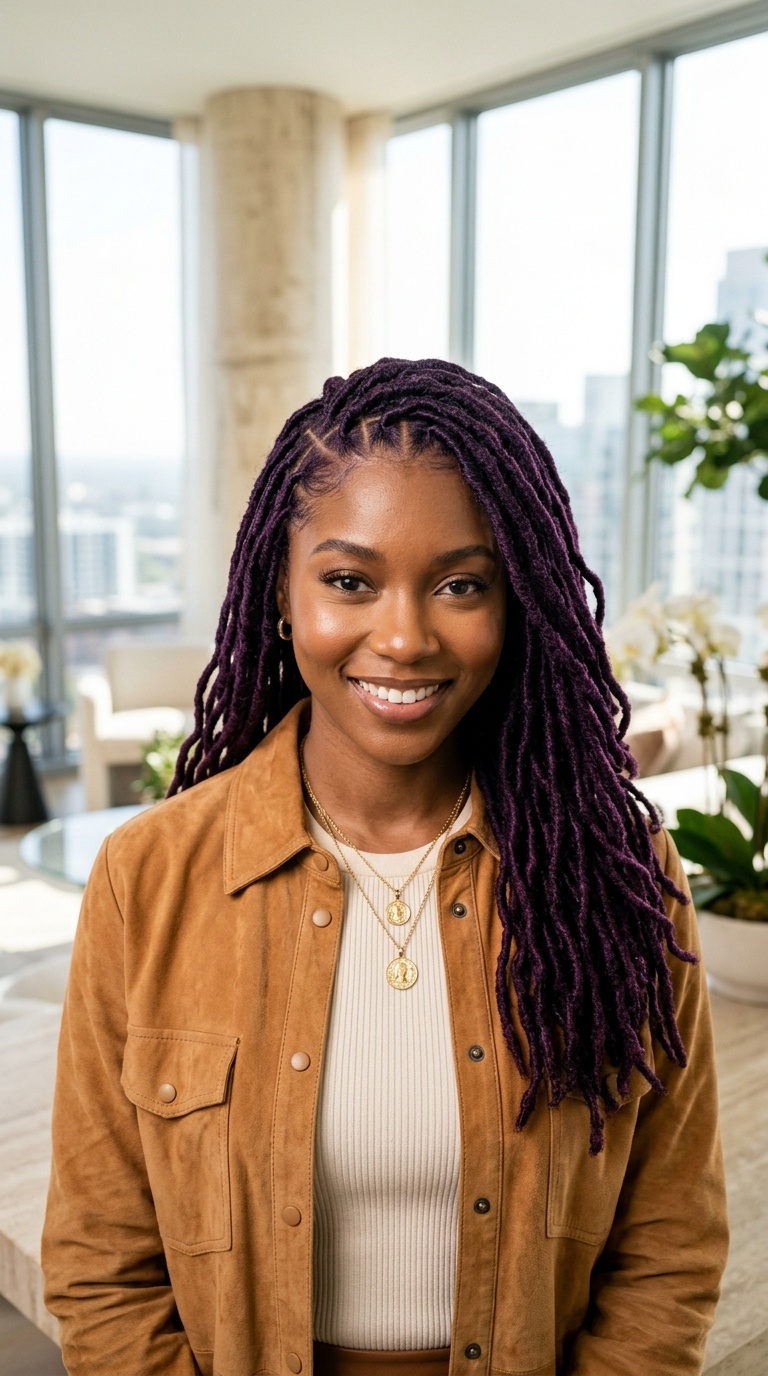Deep Purple Locs Black Women