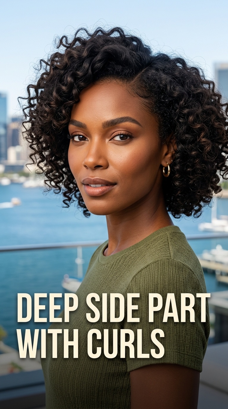 Deep Side Part with Curls