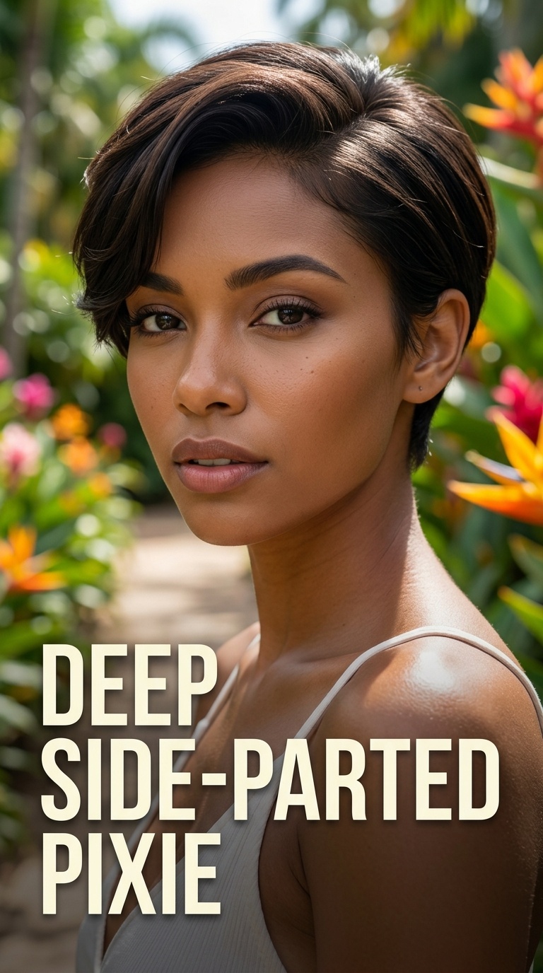 Deep Side-Parted Pixie