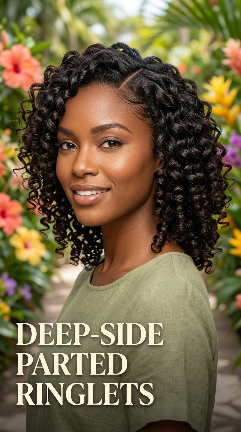 Deep-Side Parted Ringlets