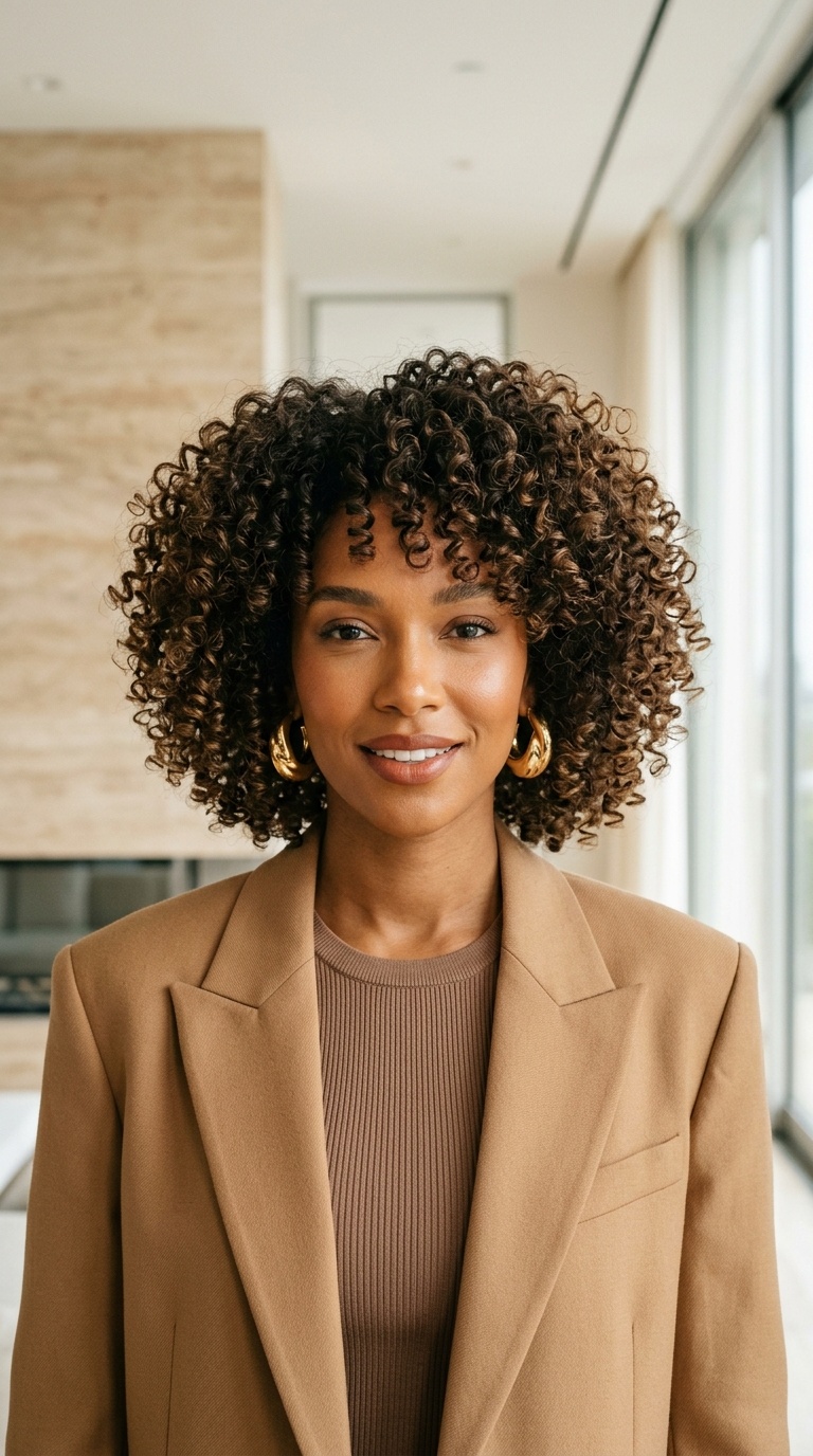 Defined Curls Voluminous Bob Hair