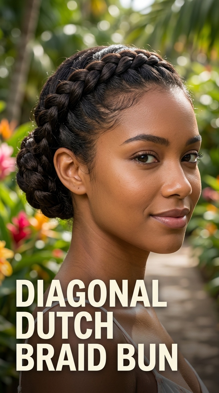 Diagonal Dutch Braid Bun