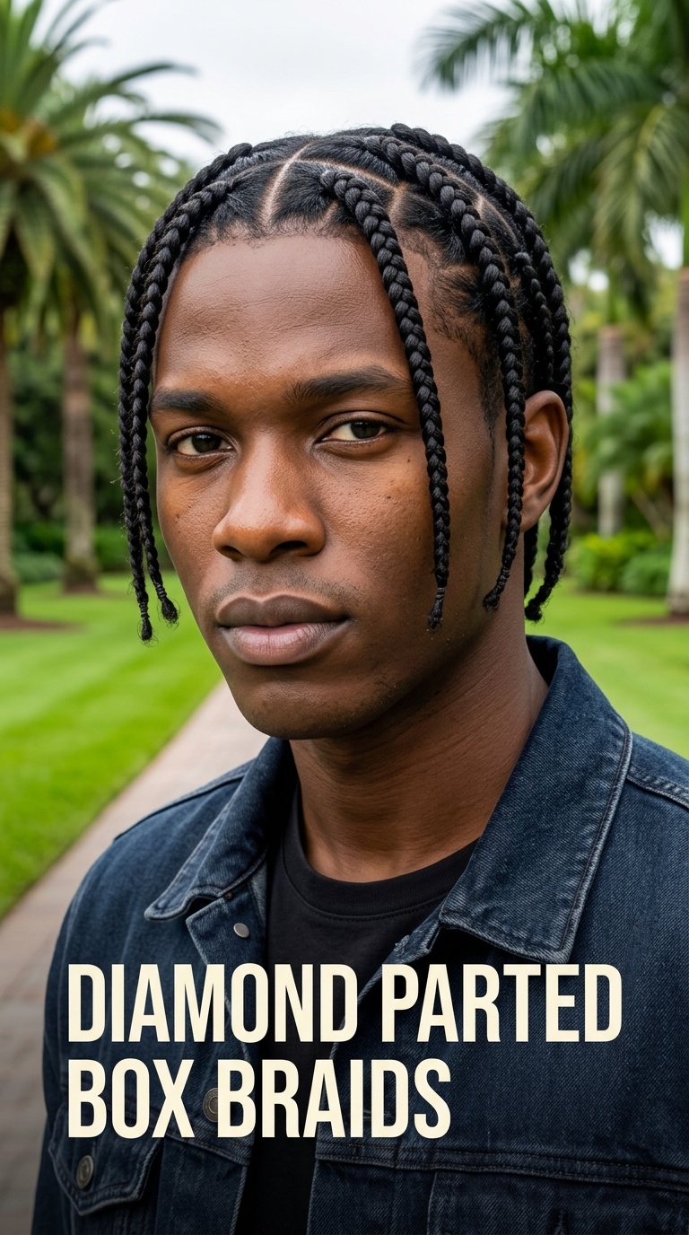 Diamond Parted Box Braids