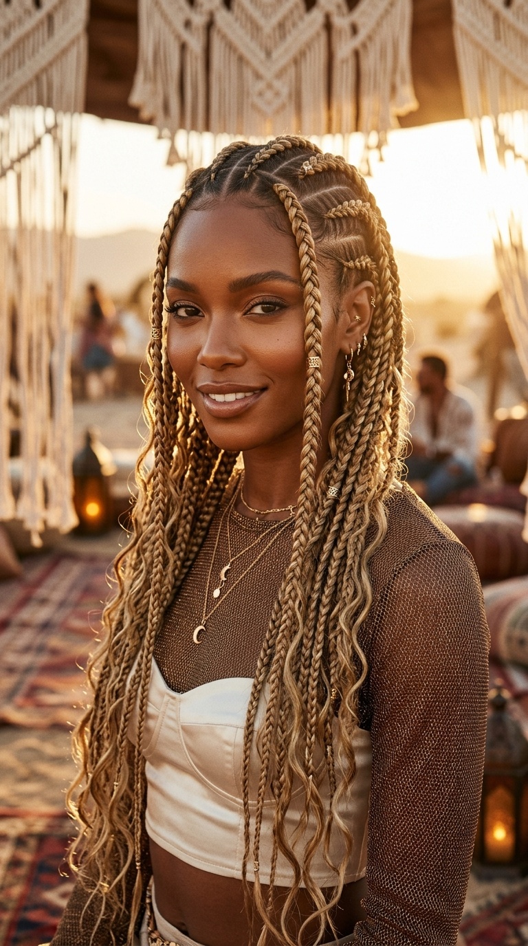 Dirty Blonde Boho Feed-in Braids