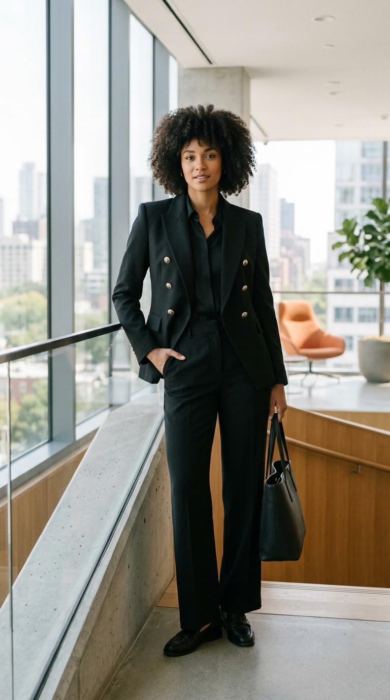 Double Breasted Black Suit Outfit