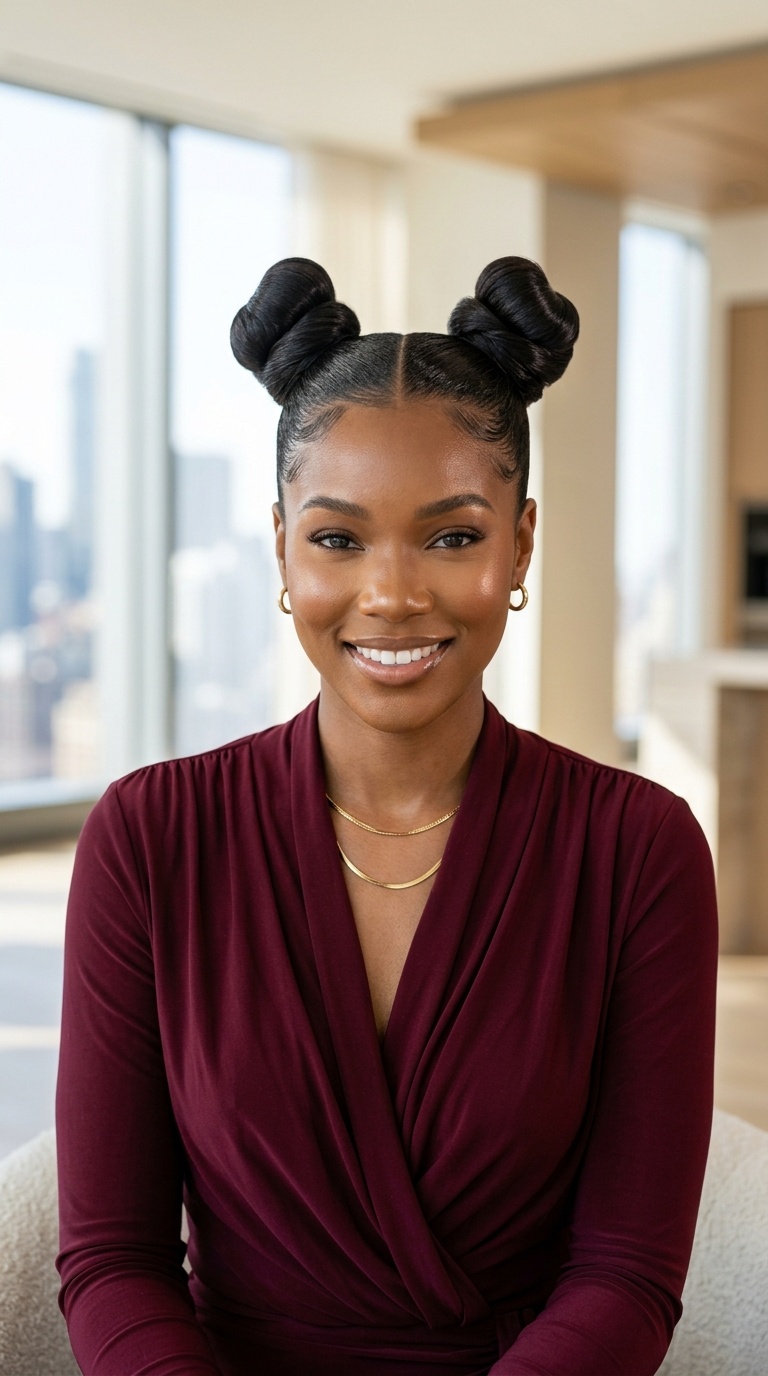 Double Bun Gel Up Style
