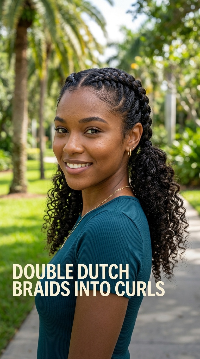 Double Dutch Braids into Curls