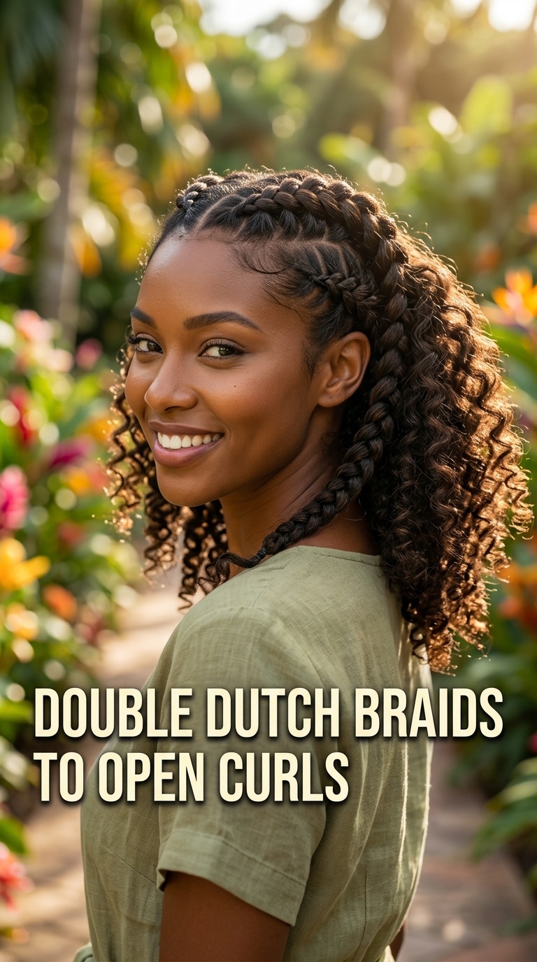 Double Dutch Braids to Open Curls