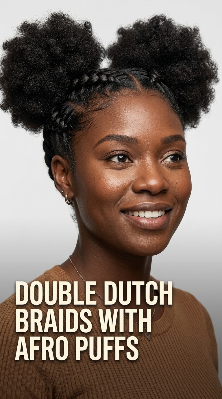 Double Dutch Braids with Afro Puffs