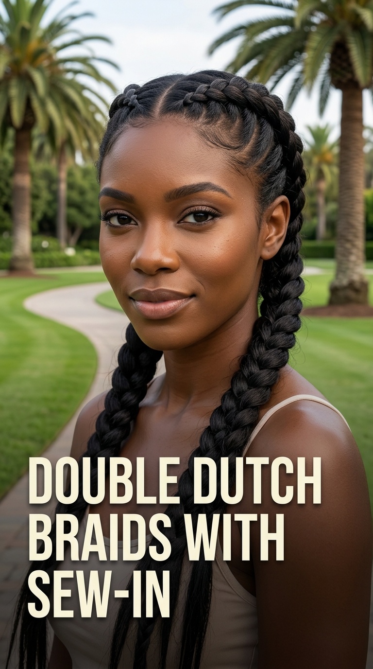 Double Dutch Braids with Sew-in