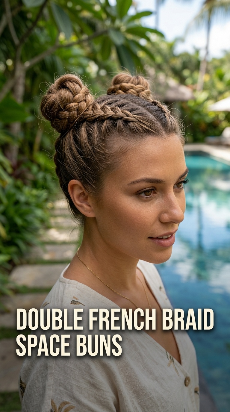 Double French Braid Space Buns