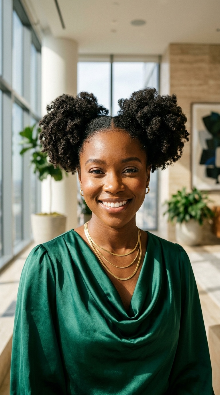 Double Puffs Short Natural Hair