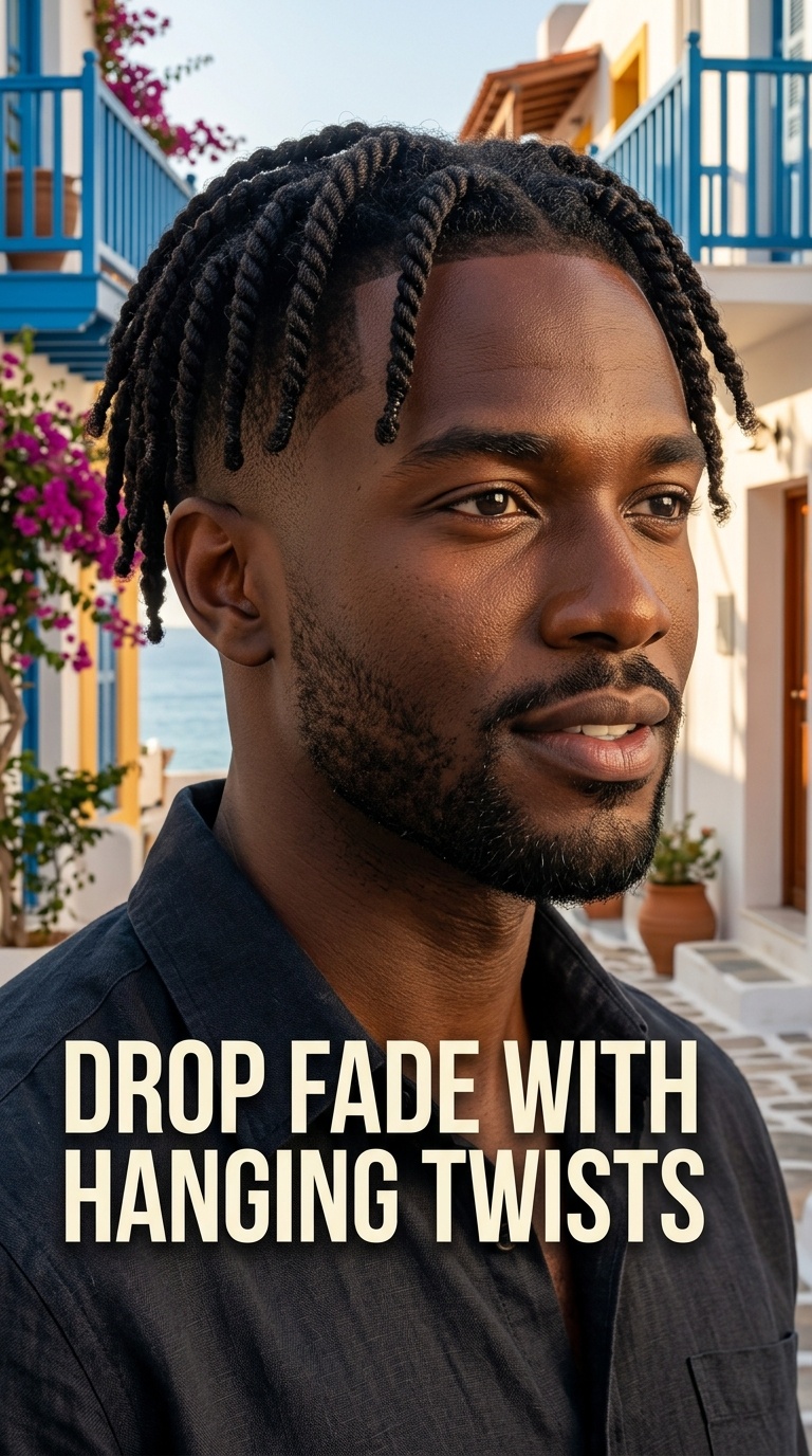 Drop Fade with Hanging Twists