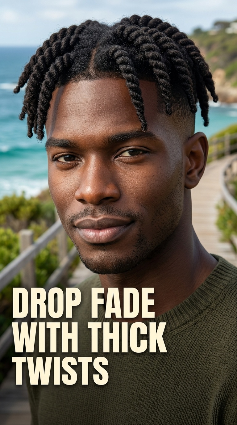 Drop Fade with Thick Twists