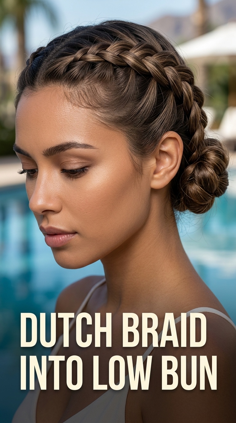 Dutch Braid into Low Bun