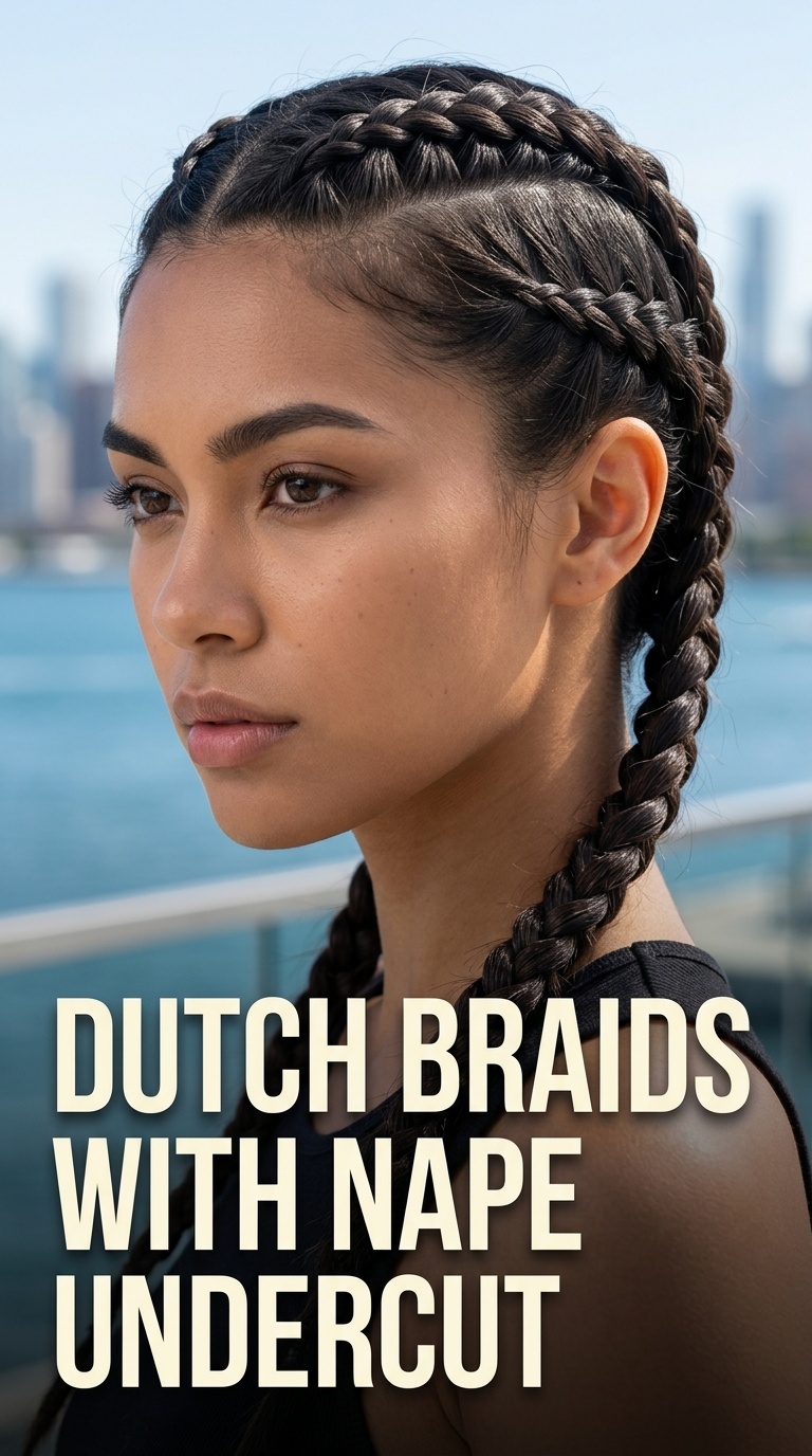Dutch Braids with Nape Undercut