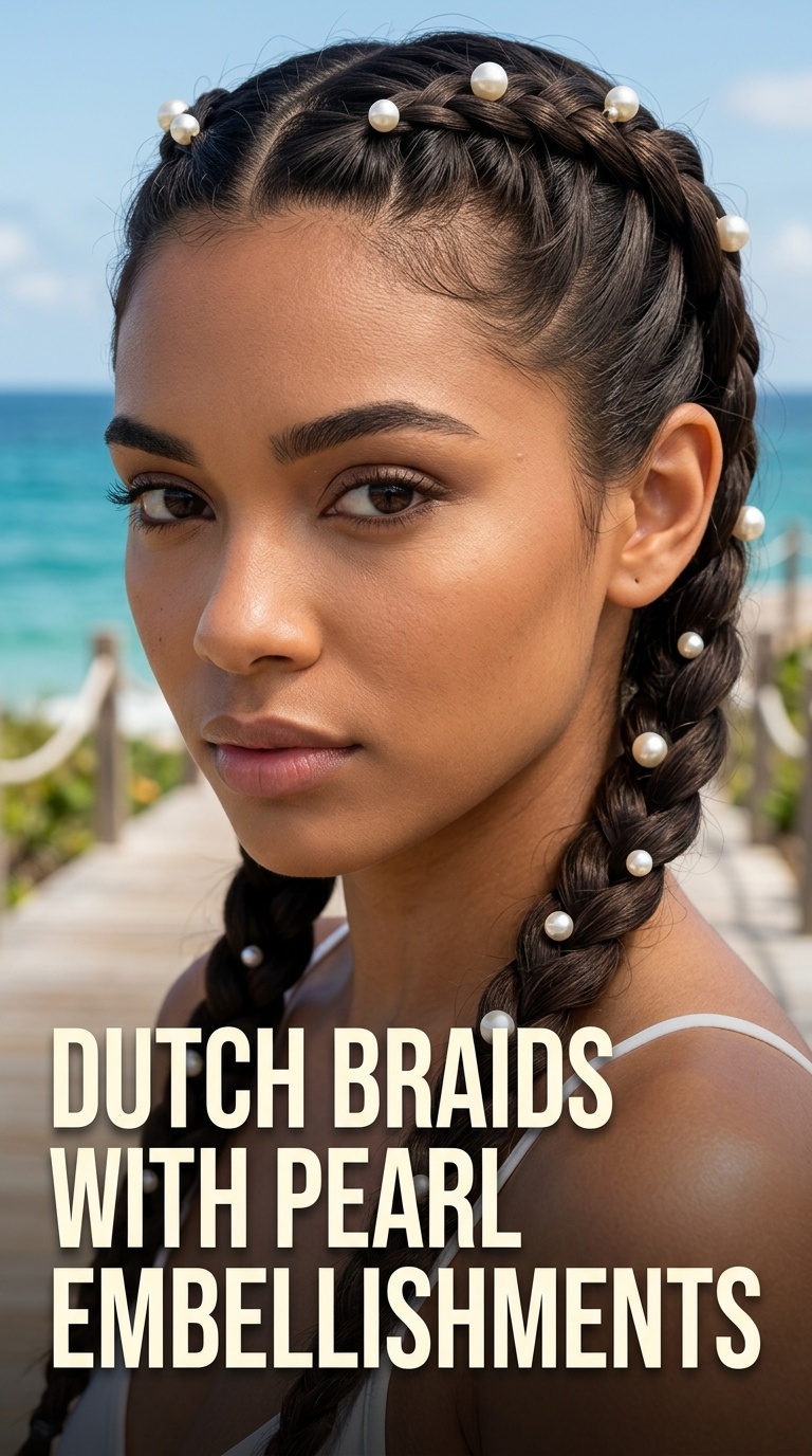 Dutch Braids with Pearl Embellishments