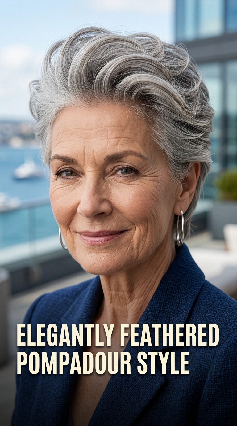 Elegantly Feathered Pompadour Style