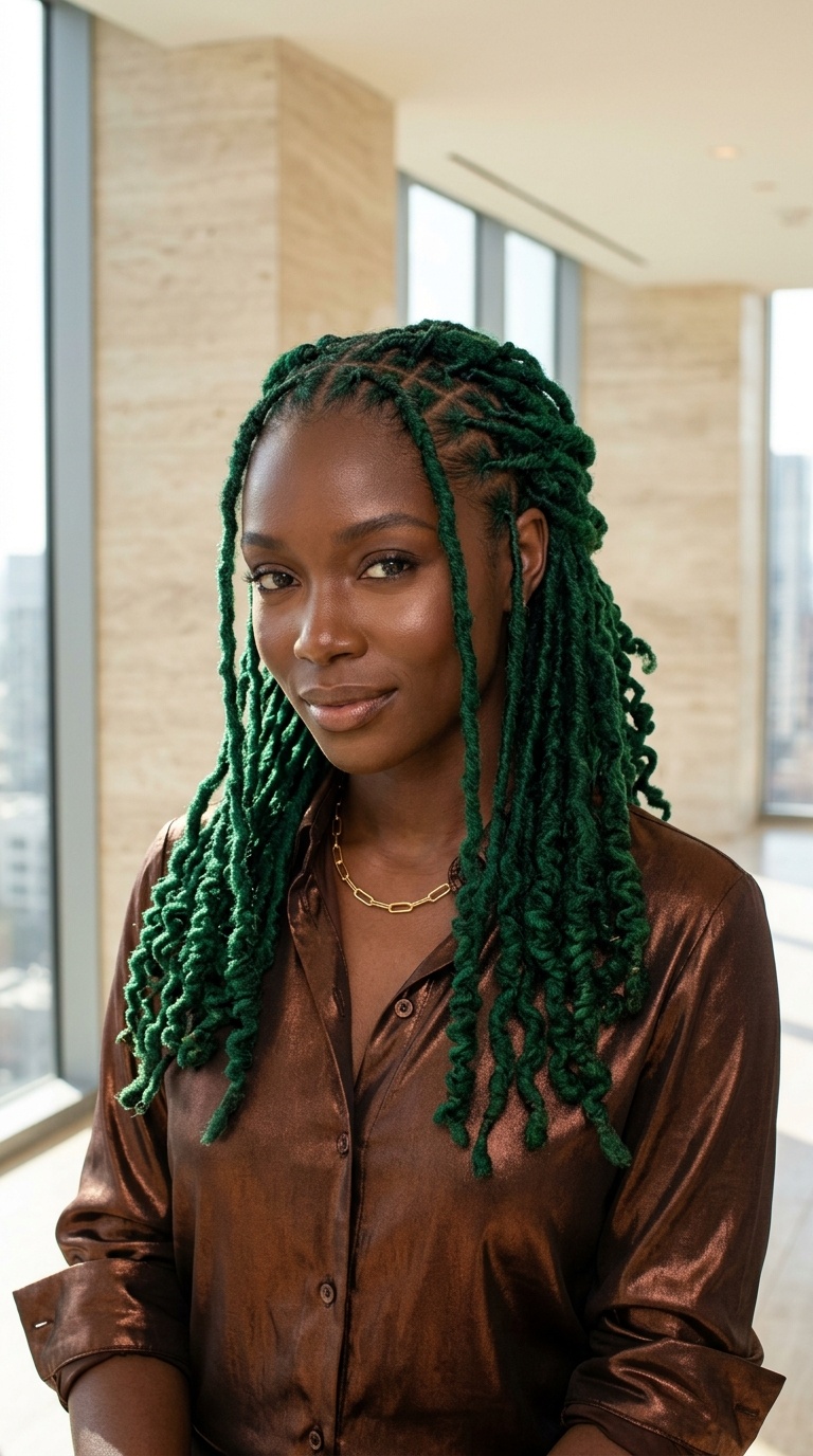 Emerald Green Locs Black Women