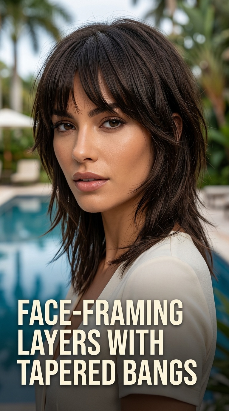 Face-Framing Layers with Tapered Bangs